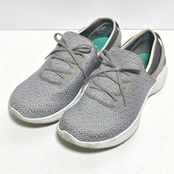 Skechers Shoes - Skechers You Inspire Slip-On Walking Shoe Sneaker Womens 8.5 Gray Faux Lace Up